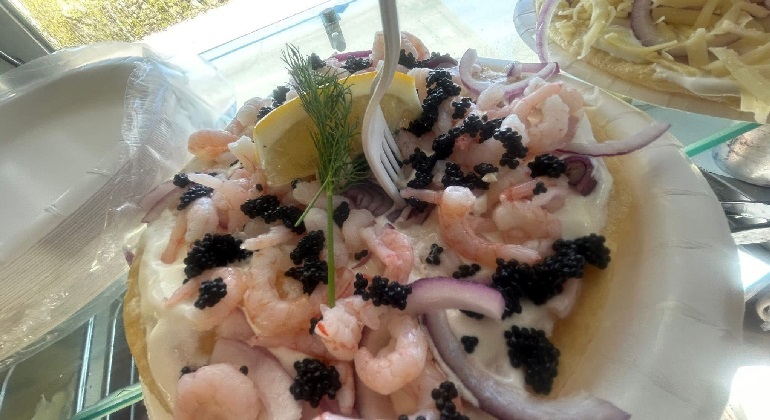 Langos med räkor
