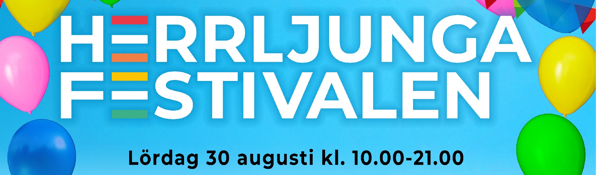 Loggan för festivalen med ballonger runt