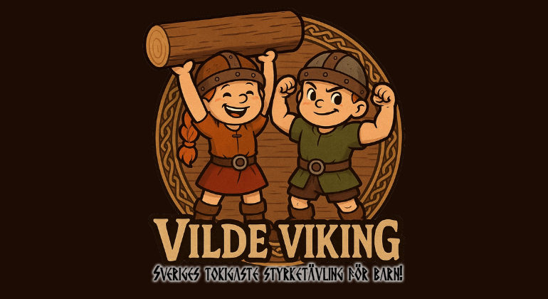 Två tecknade figurer, en vikingflicka och en vikingpojke
