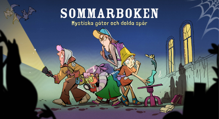 Animerade figurer som smyger omkring i mörkret med ficklampa