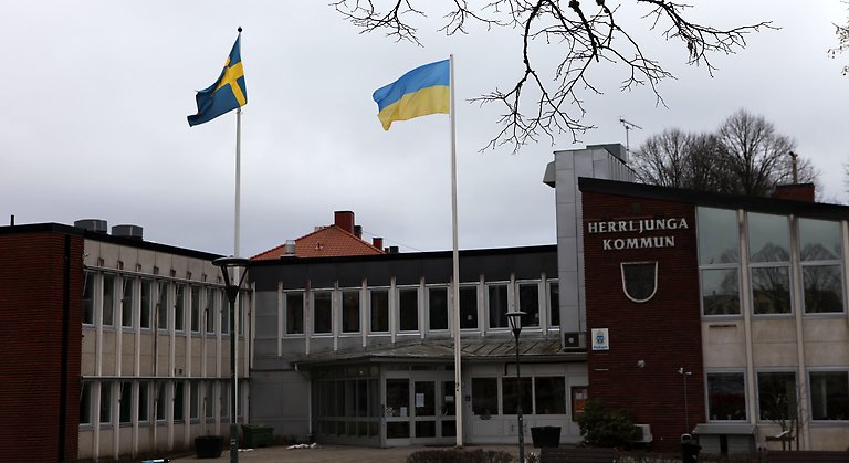 Ukrainska och svenska flaggan