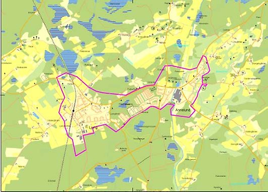 Karta över Annelund och Ljung
